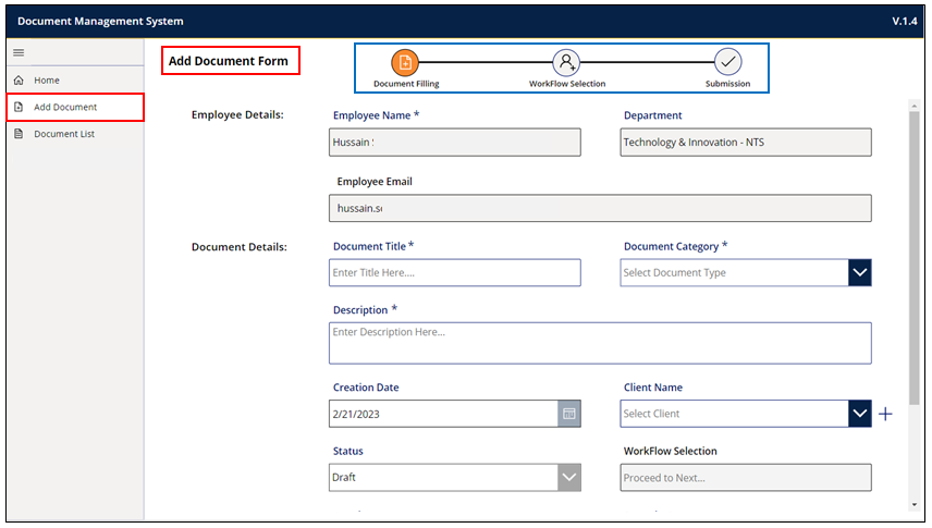 25. Add Document’ option just below the ‘Home’ as shown below